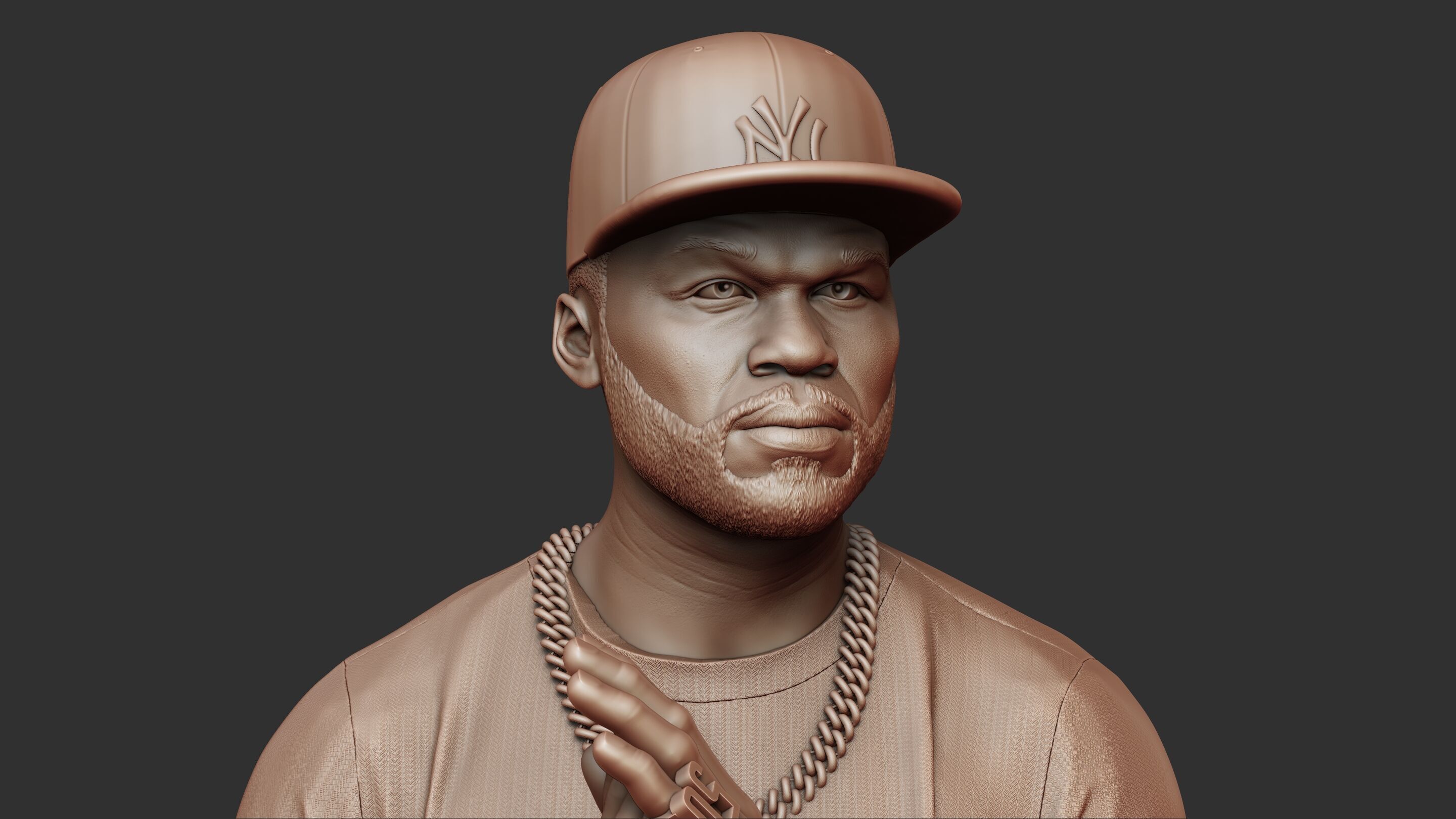 50 Cent Bust sculpture 3D print model_15