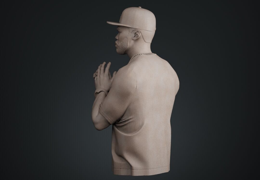 50 Cent Bust sculpture 3D print model_9