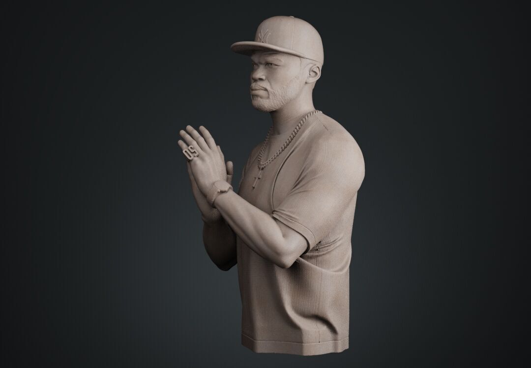 50 Cent Bust sculpture 3D print model_11