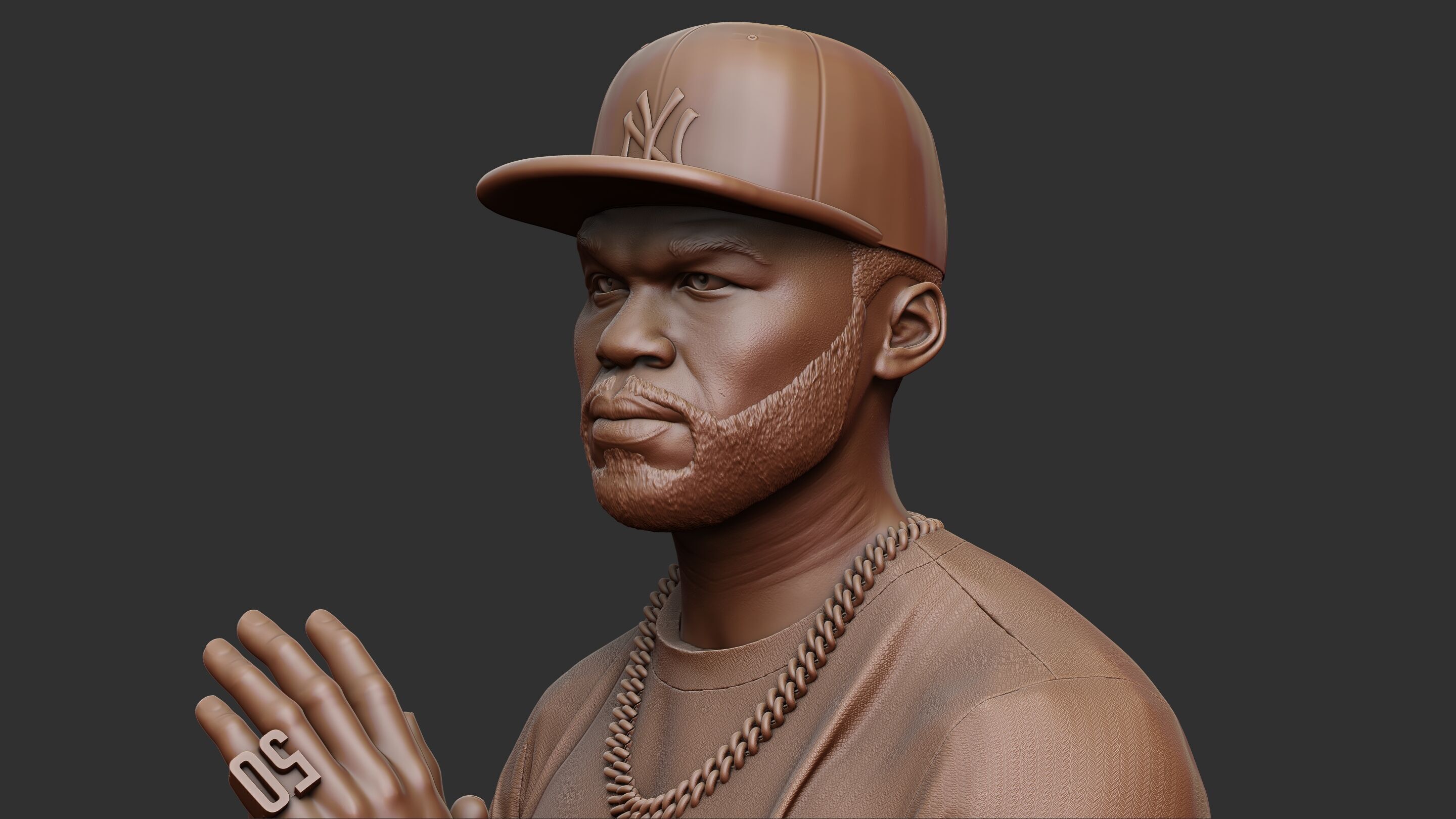 50 Cent Bust sculpture 3D print model_13