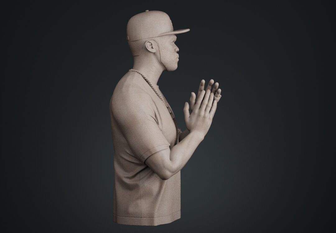 50 Cent Bust sculpture 3D print model_4