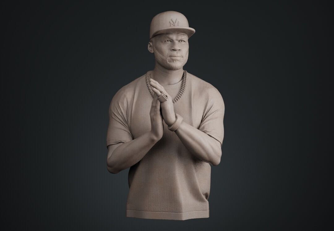50 Cent Bust sculpture 3D print model_1