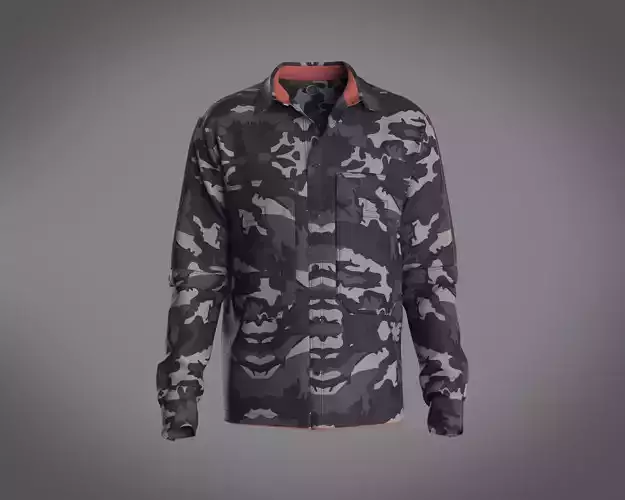 Mens camo shirt with big pockets and detailing