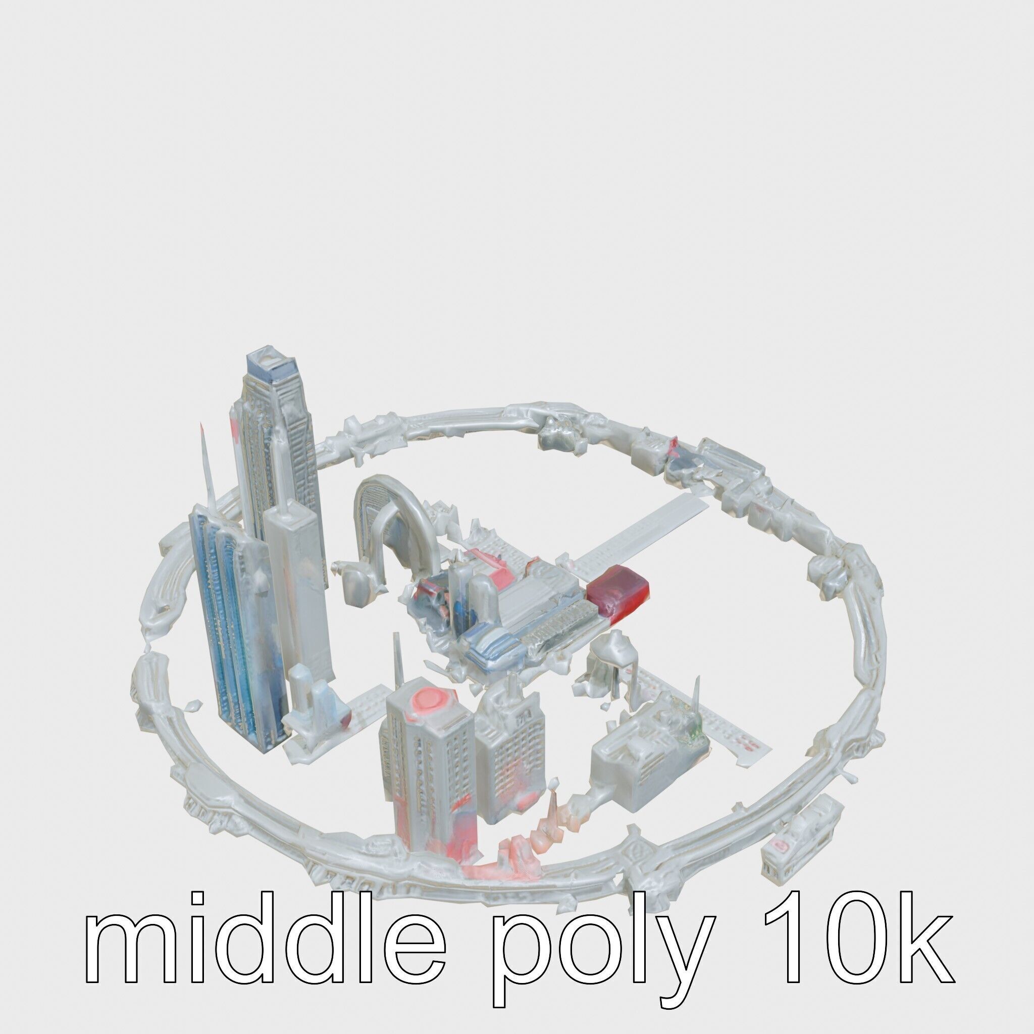 Cyberpunk Futuristic City Circular District Low-poly 3D model_21