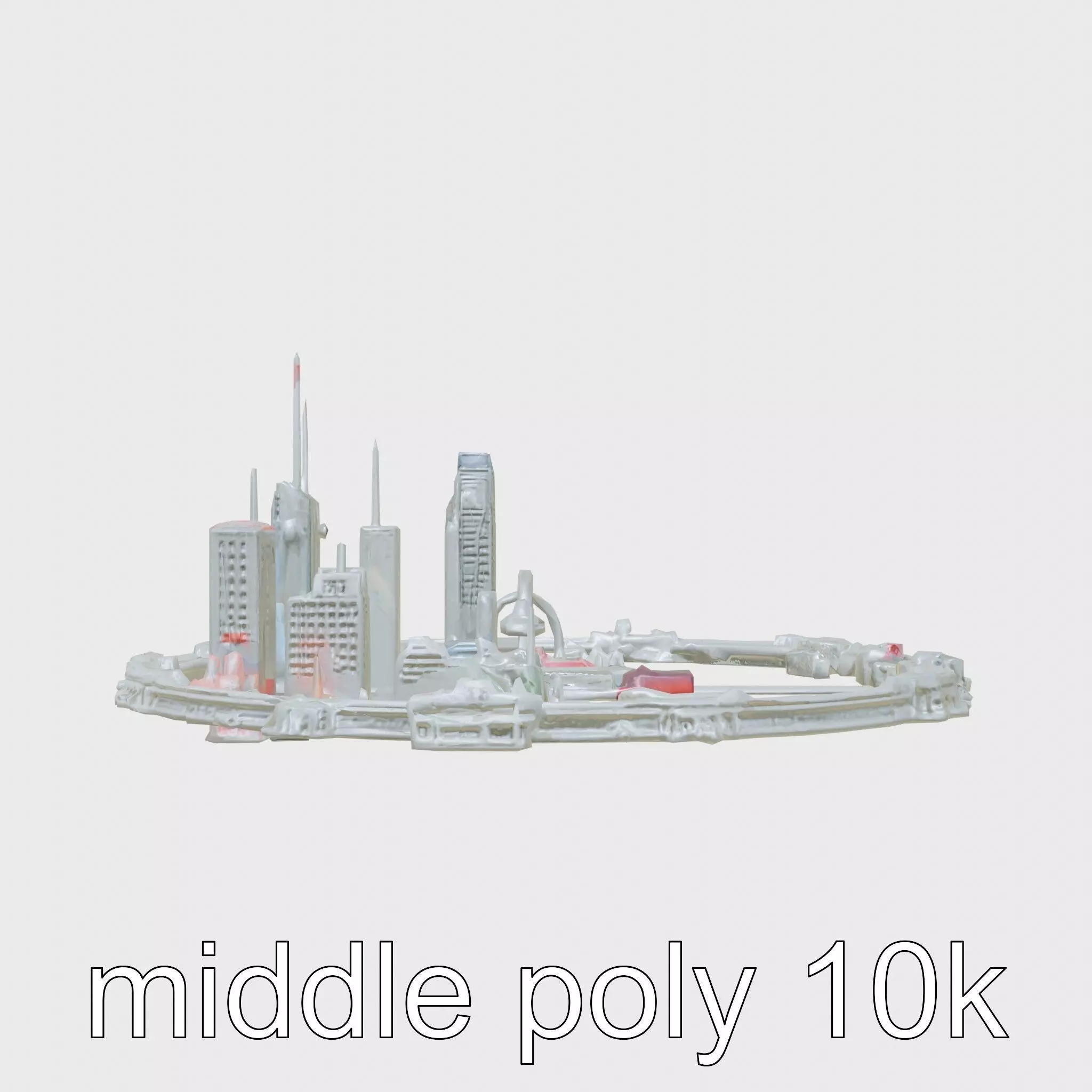 Cyberpunk Futuristic City Circular District Low-poly 3D model_0