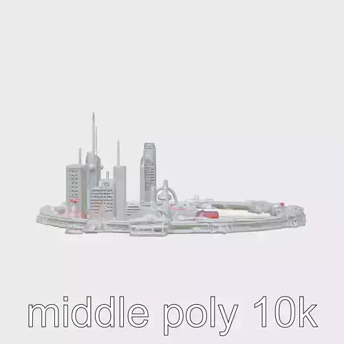 Cyberpunk Futuristic City Circular District Low-poly 3D model