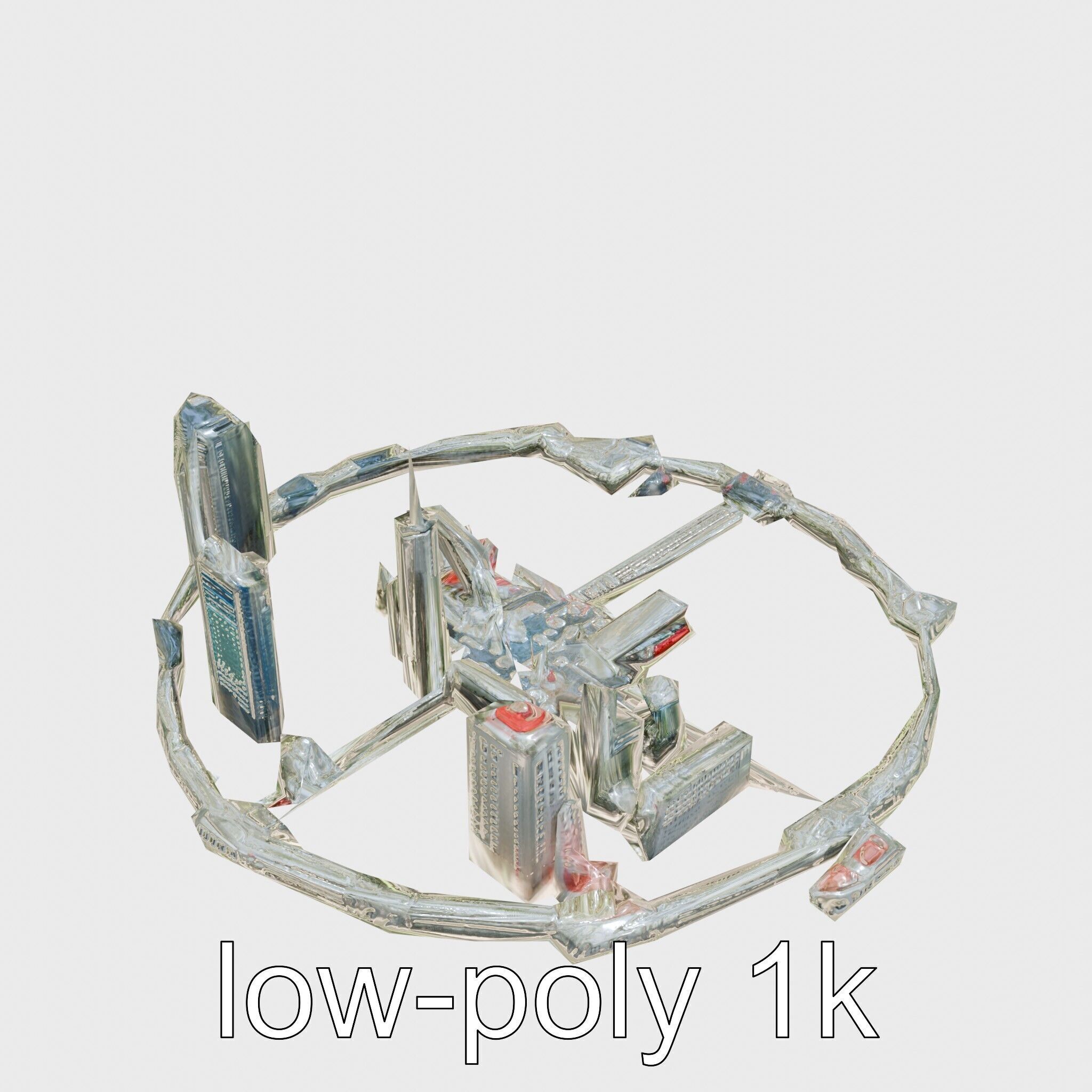 Cyberpunk Futuristic City Circular District Low-poly 3D model_12