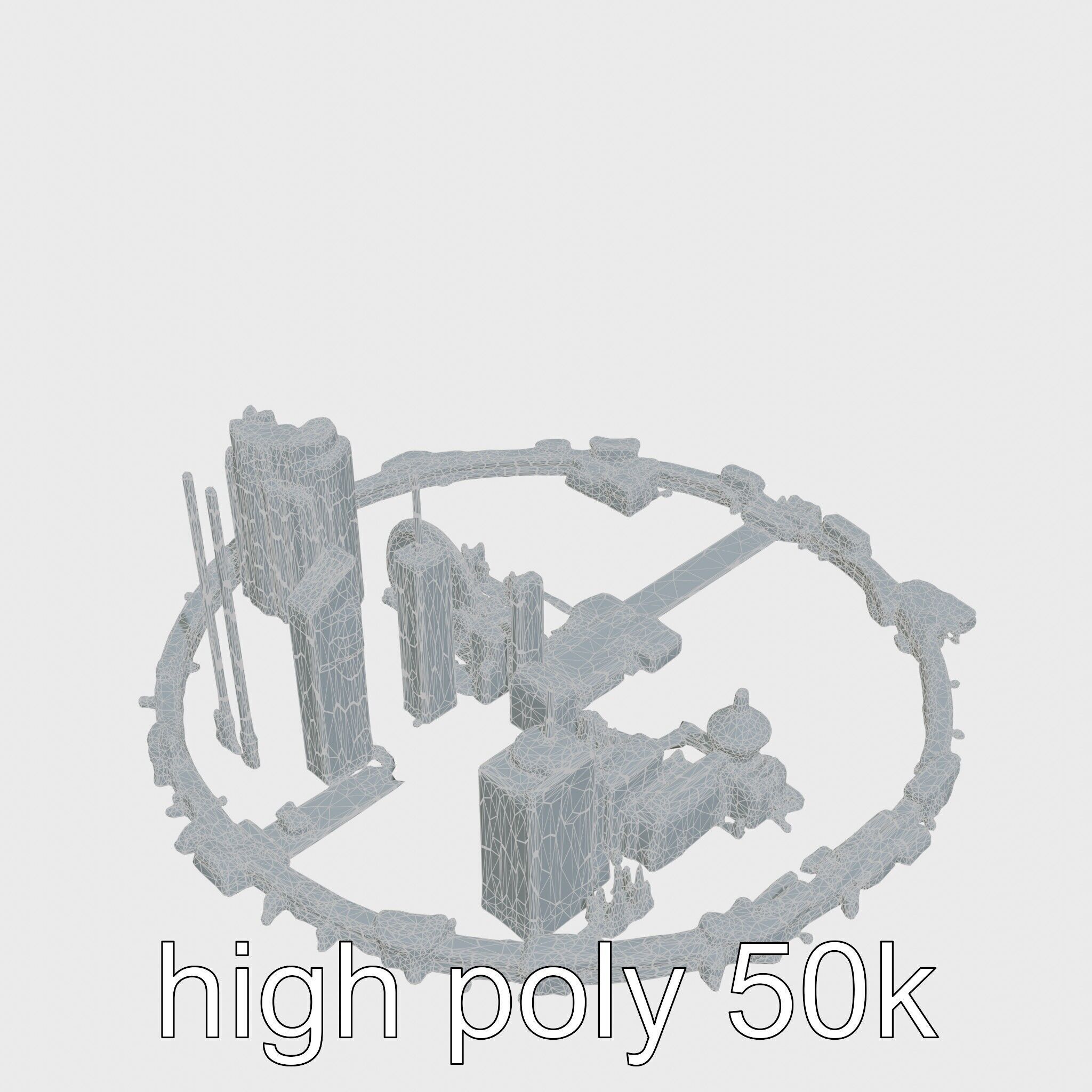 Cyberpunk Futuristic City Circular District Low-poly 3D model_20