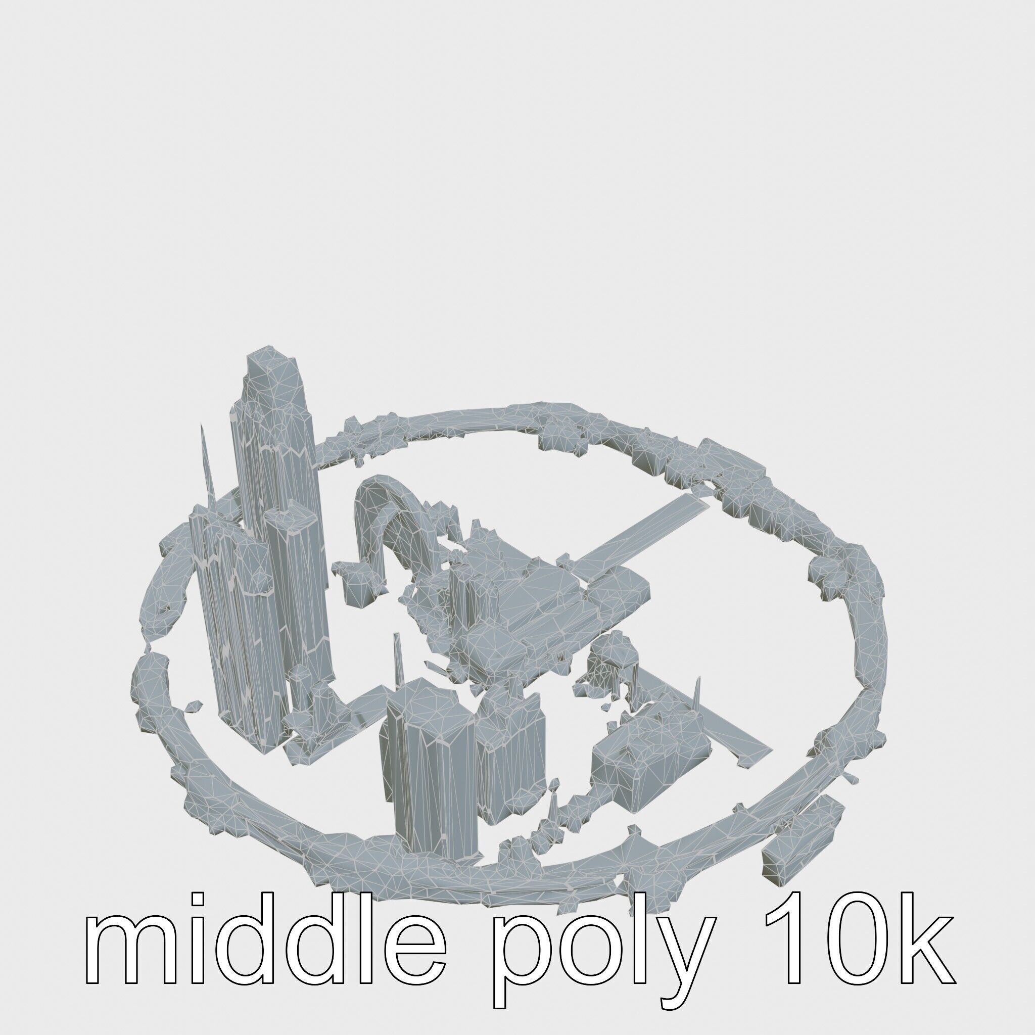 Cyberpunk Futuristic City Circular District Low-poly 3D model_17