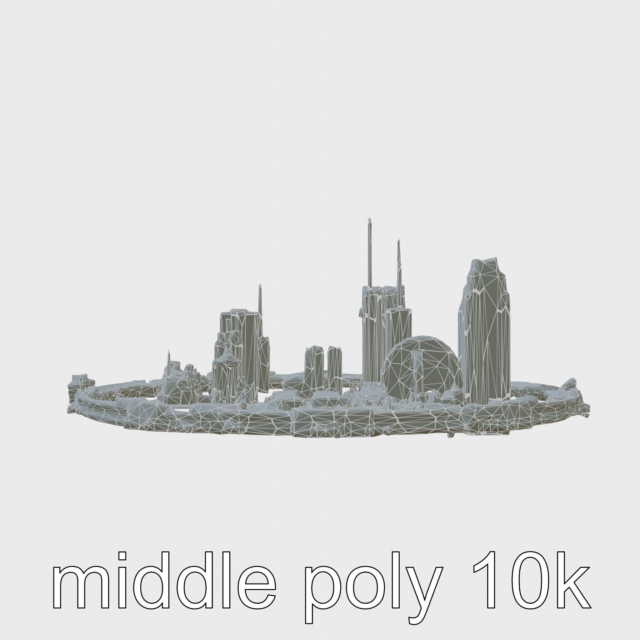 Cyberpunk Futuristic City Circular District Low-poly 3D model_30