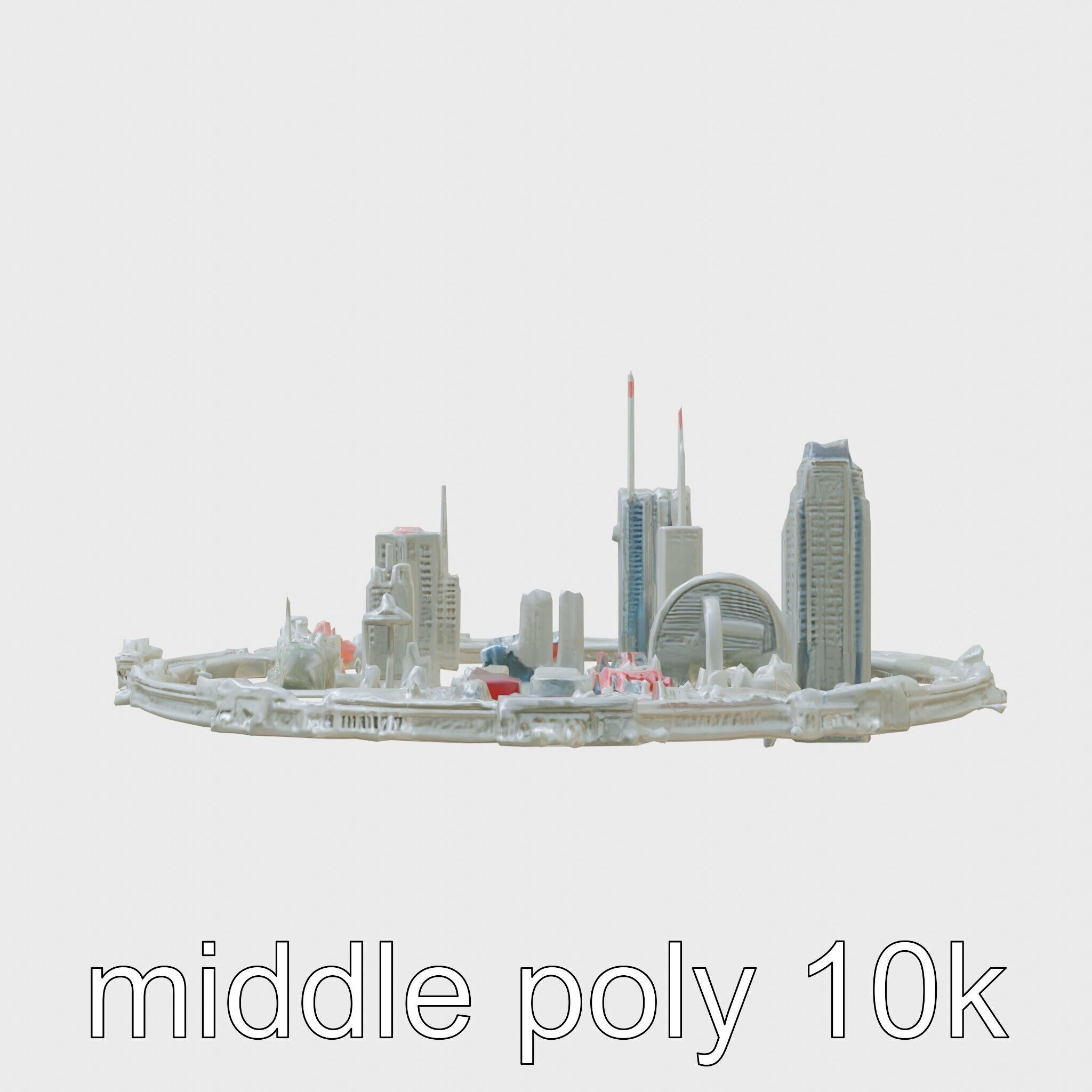 Cyberpunk Futuristic City Circular District Low-poly 3D model_27