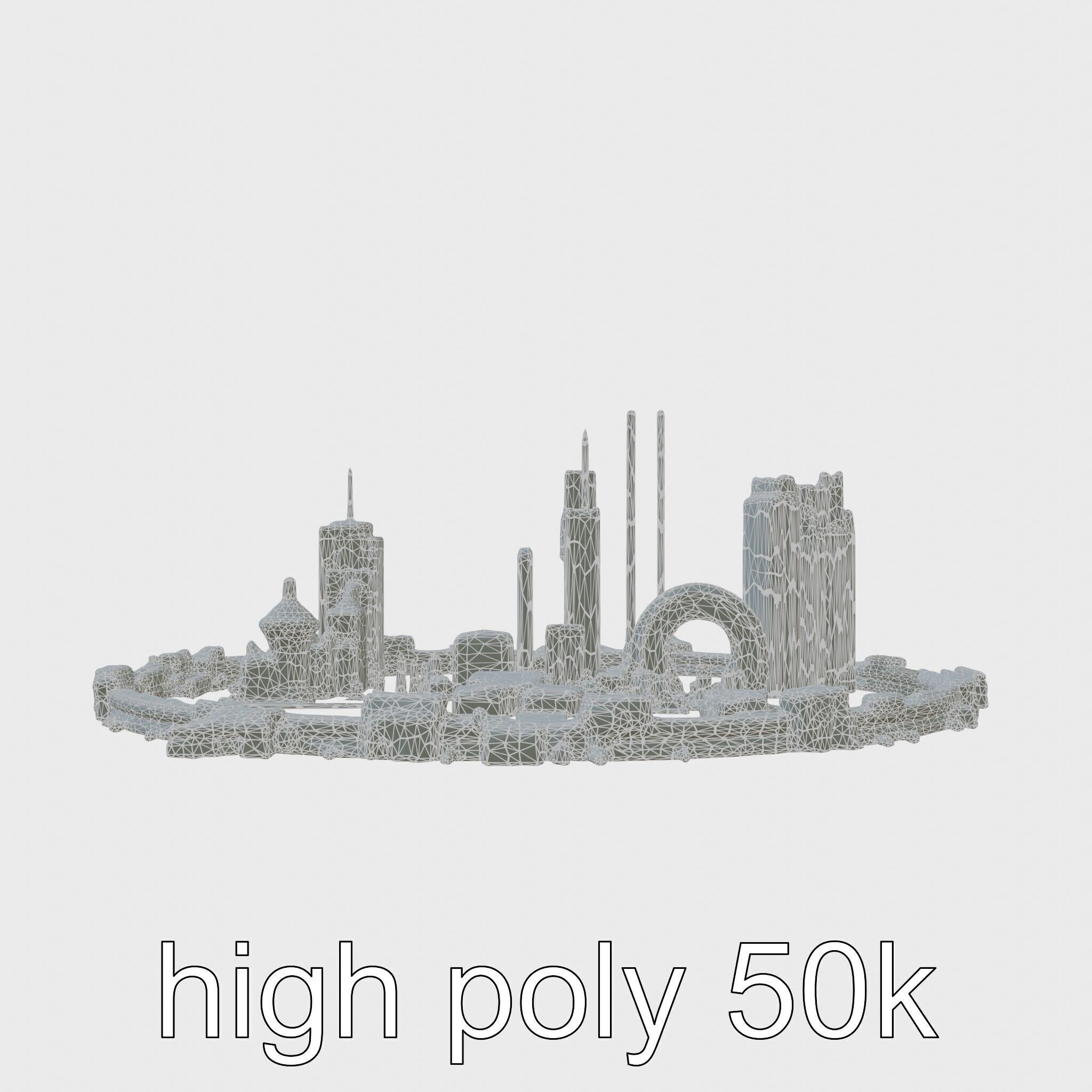 Cyberpunk Futuristic City Circular District Low-poly 3D model_13