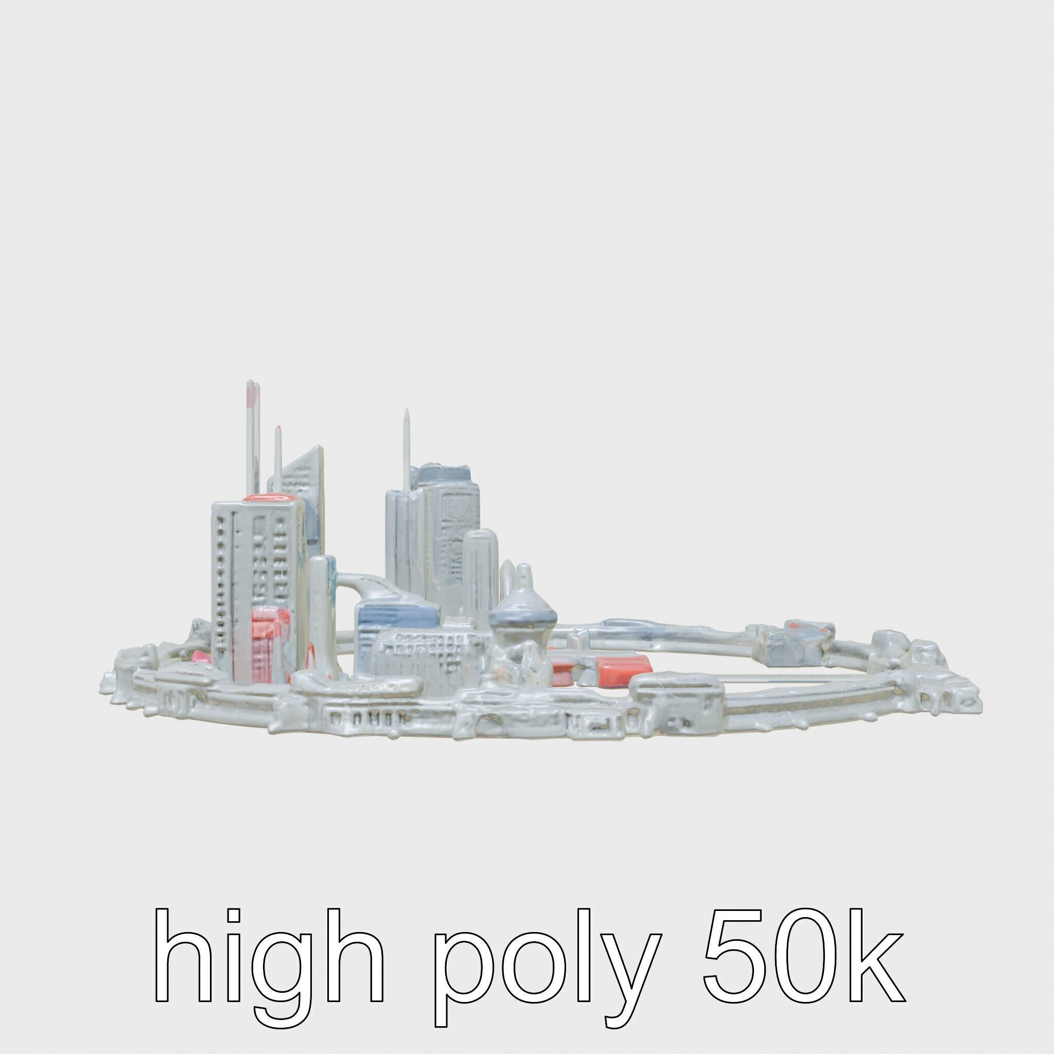 Cyberpunk Futuristic City Circular District Low-poly 3D model_22
