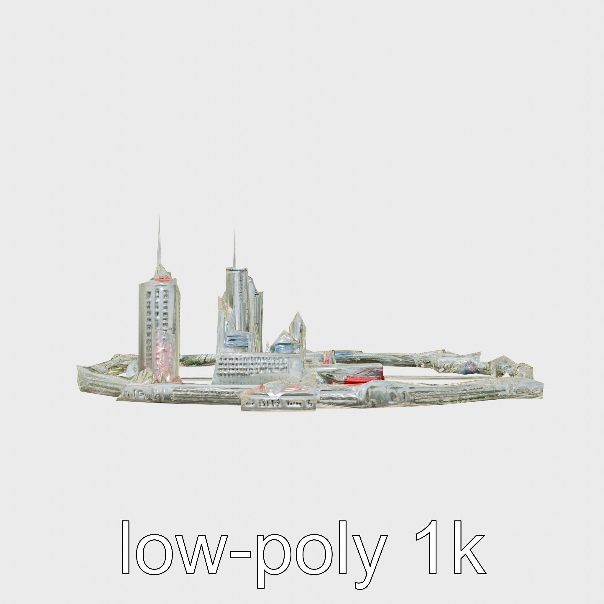 Cyberpunk Futuristic City Circular District Low-poly 3D model_11