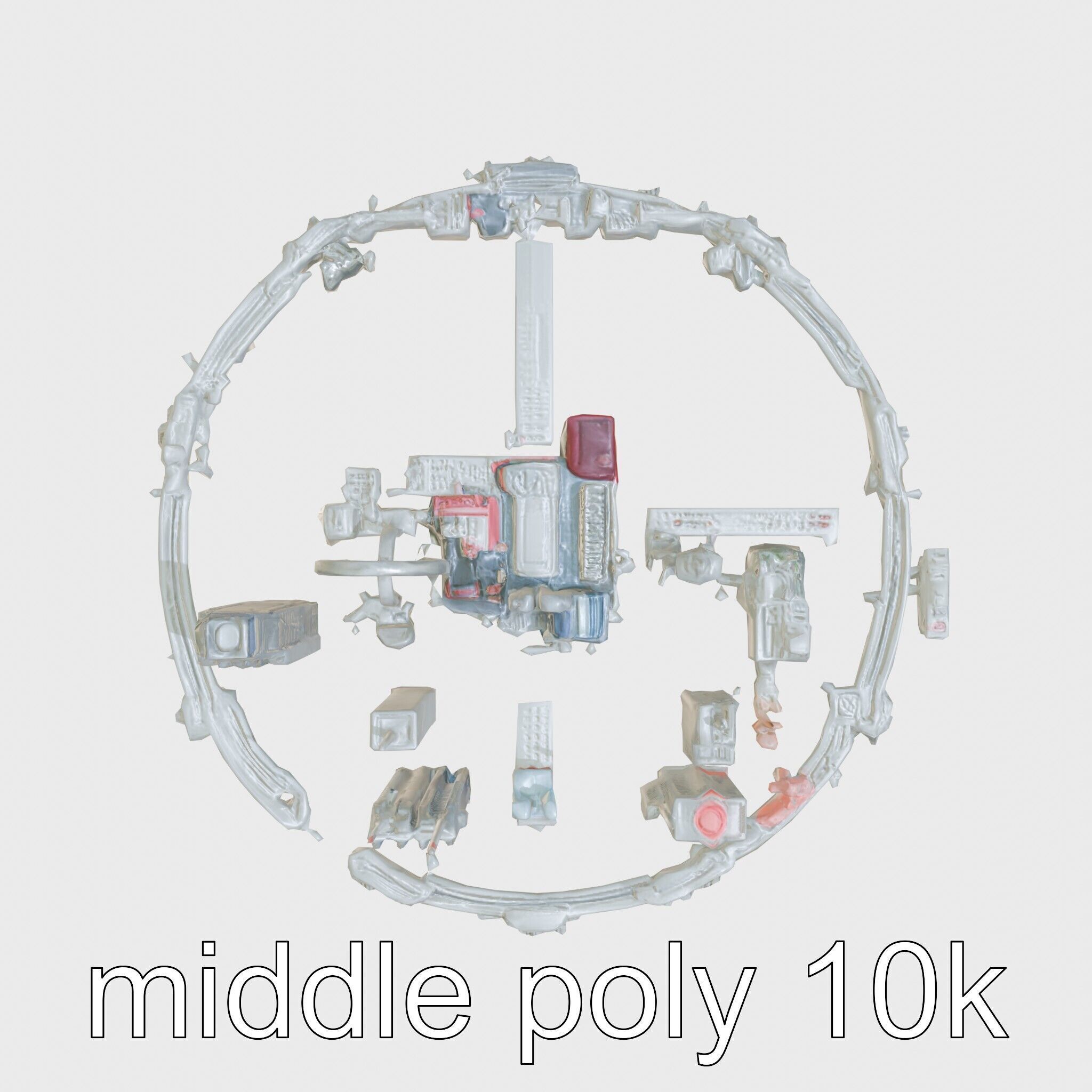 Cyberpunk Futuristic City Circular District Low-poly 3D model_9