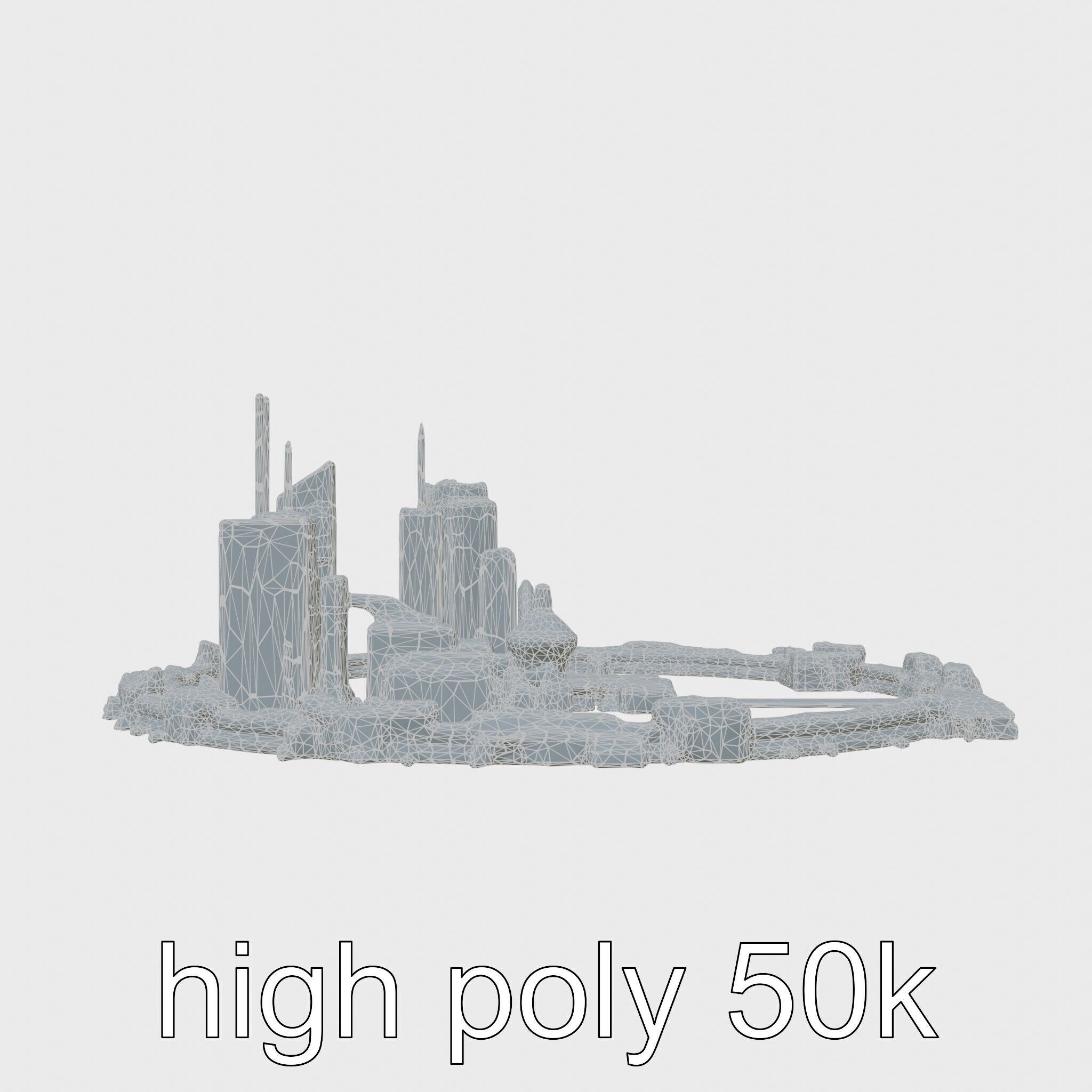 Cyberpunk Futuristic City Circular District Low-poly 3D model_19