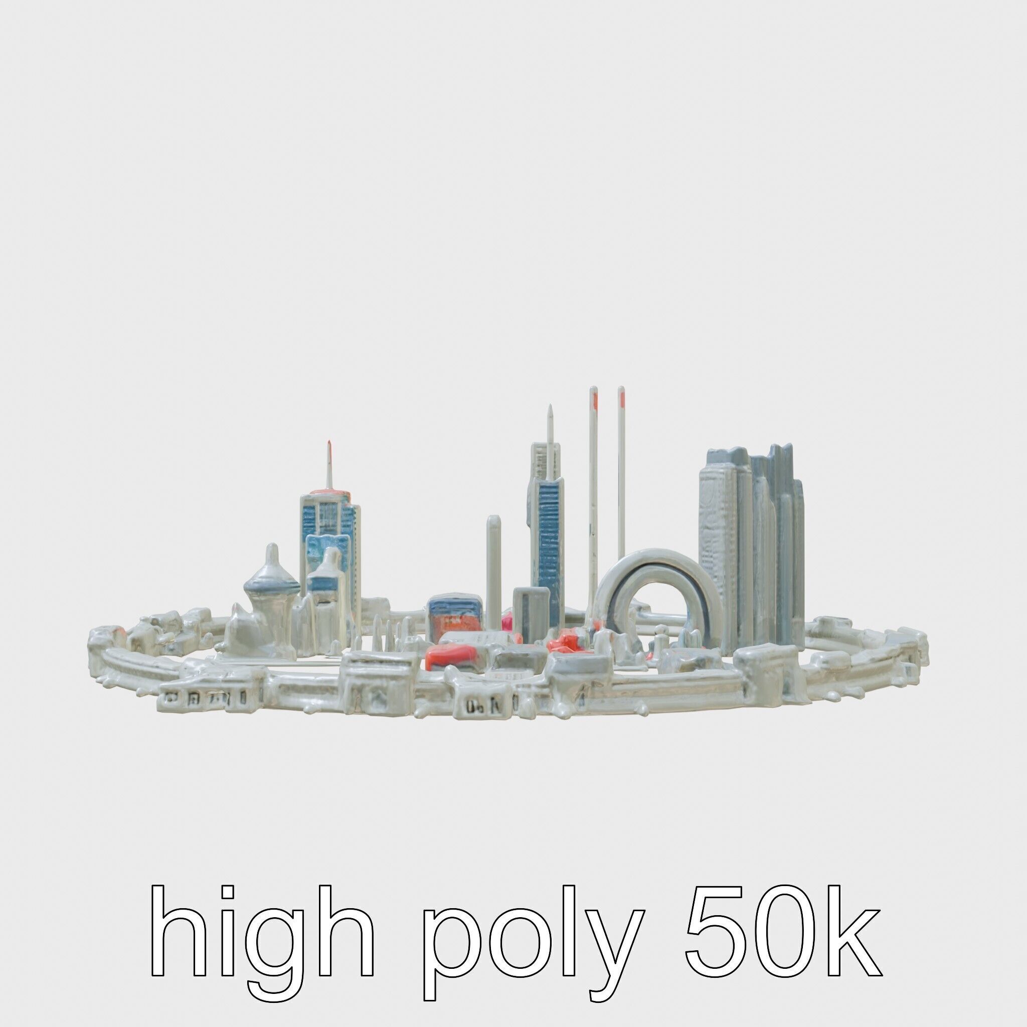 Cyberpunk Futuristic City Circular District Low-poly 3D model_8