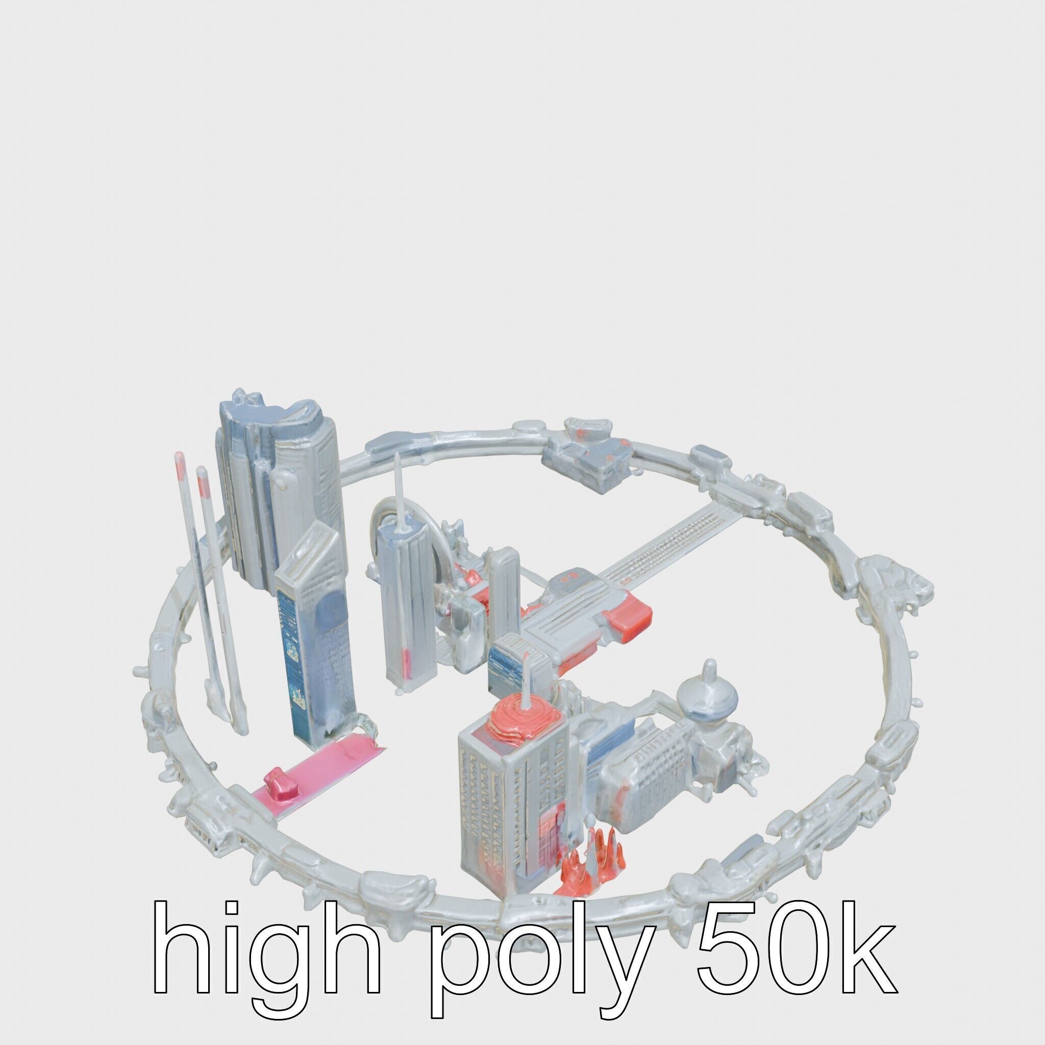 Cyberpunk Futuristic City Circular District Low-poly 3D model_23