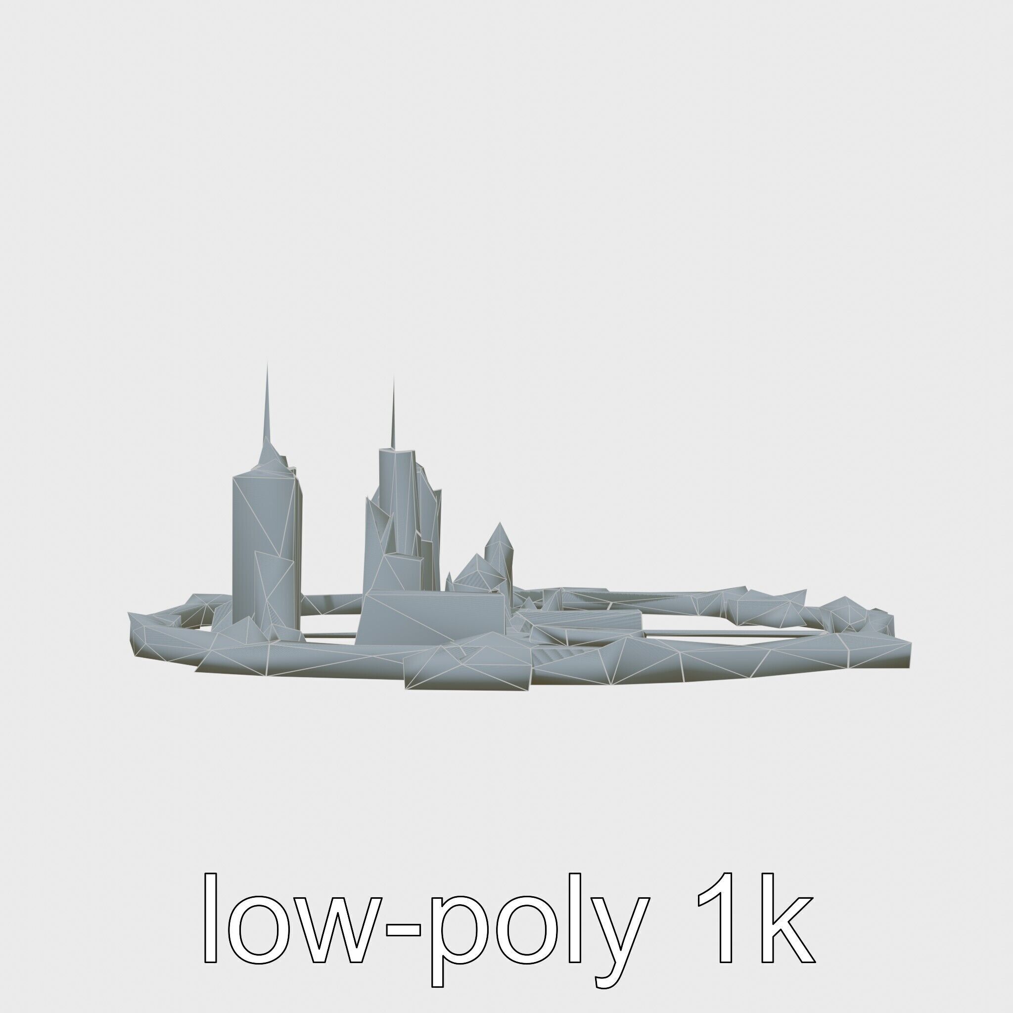 Cyberpunk Futuristic City Circular District Low-poly 3D model_16