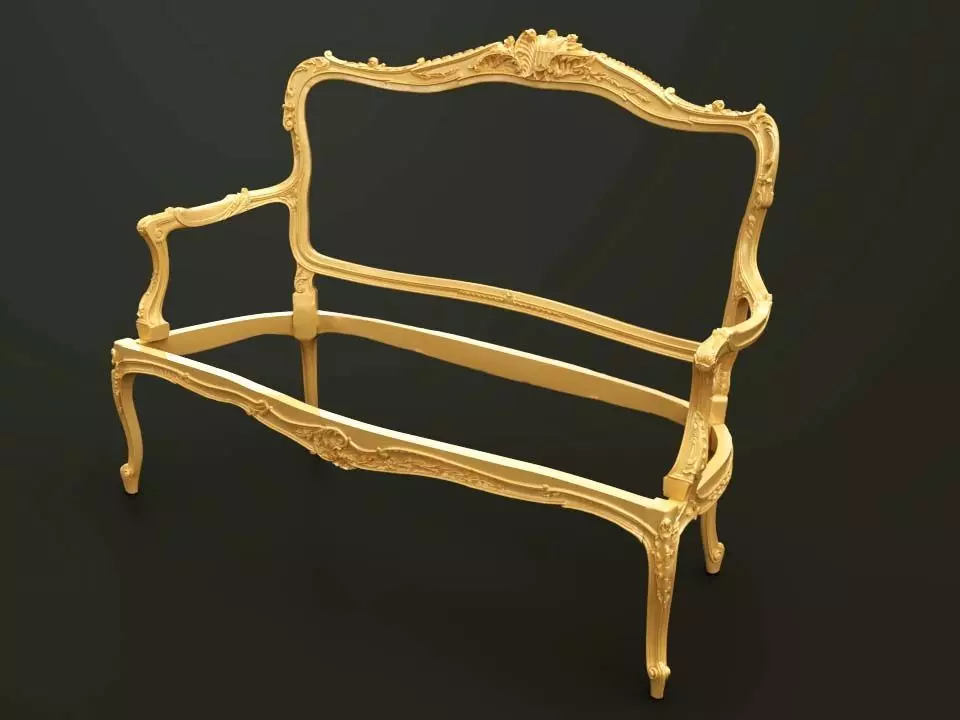Classic Baroque Style Wooden Sofa Base for CNC 3D model_0