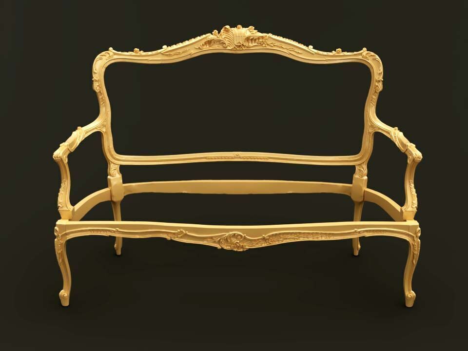 Classic Baroque Style Wooden Sofa Base for CNC 3D model_1
