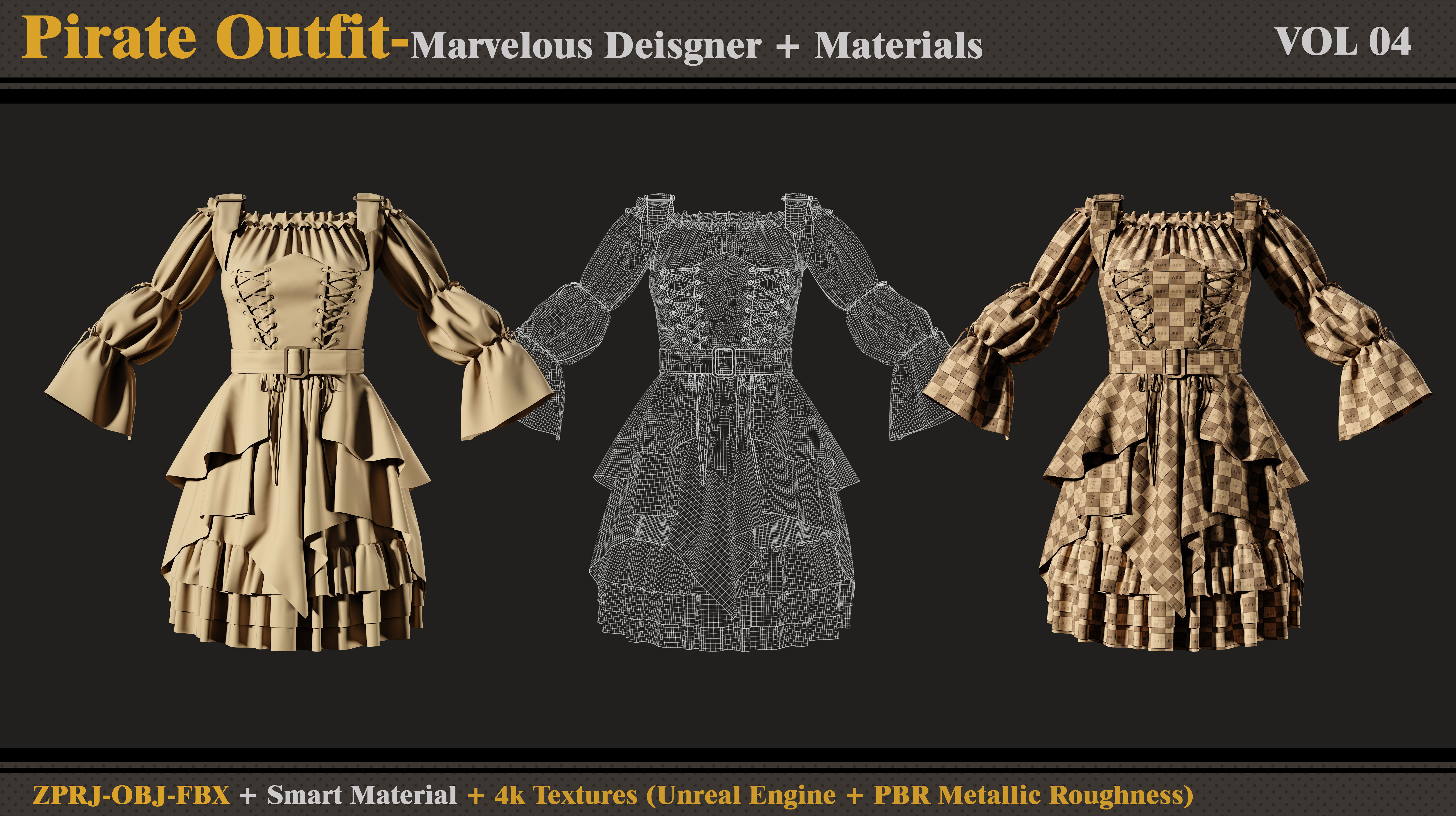 Pirate Outfit-MD-Clo3d- Smart Material-Textures-OBJ- FBX 3D model_3