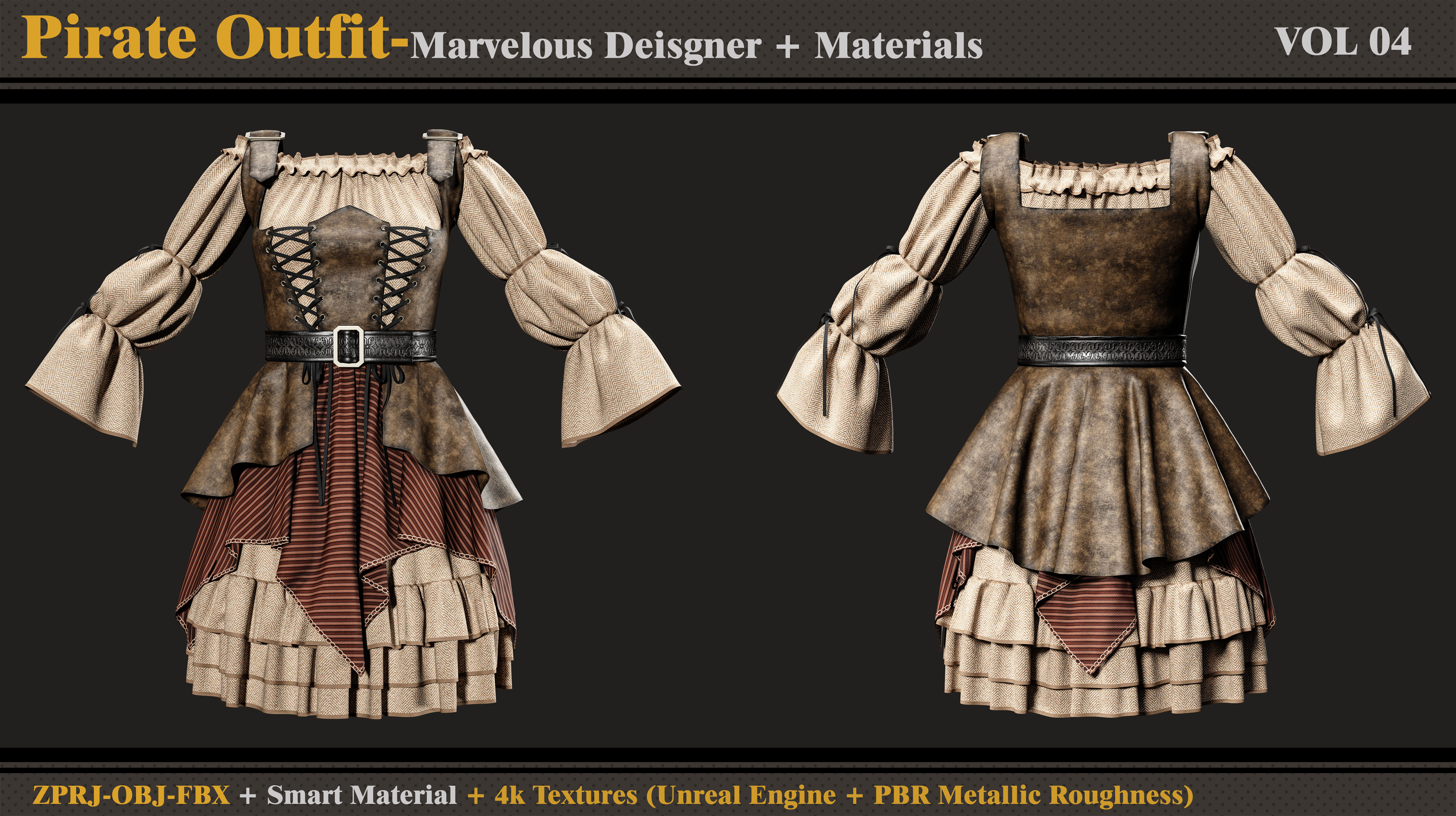Pirate Outfit-MD-Clo3d- Smart Material-Textures-OBJ- FBX 3D model_1