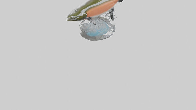 Chinook Salmon jumping upstream model 3D model 7