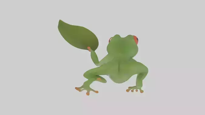 Tree Frog sticking to leaf model