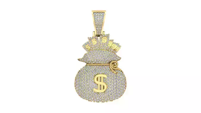 Money Bag Pave Diamond Pendant
