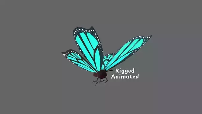 Cartoon Butterfly Wing Flapping 03 Animated