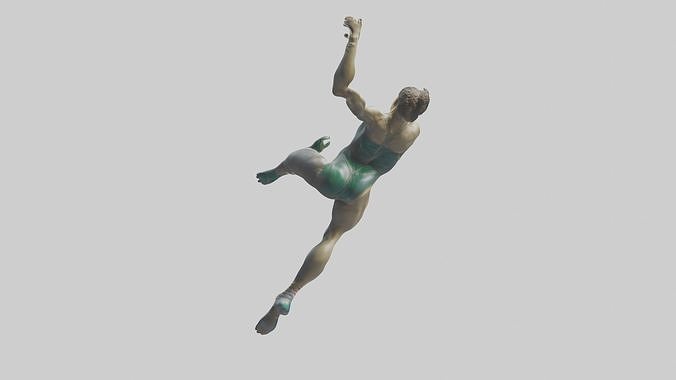 Trampoline Gymnast in Air statue model Low-poly 3D model