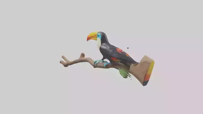 Toucan perched on branch model