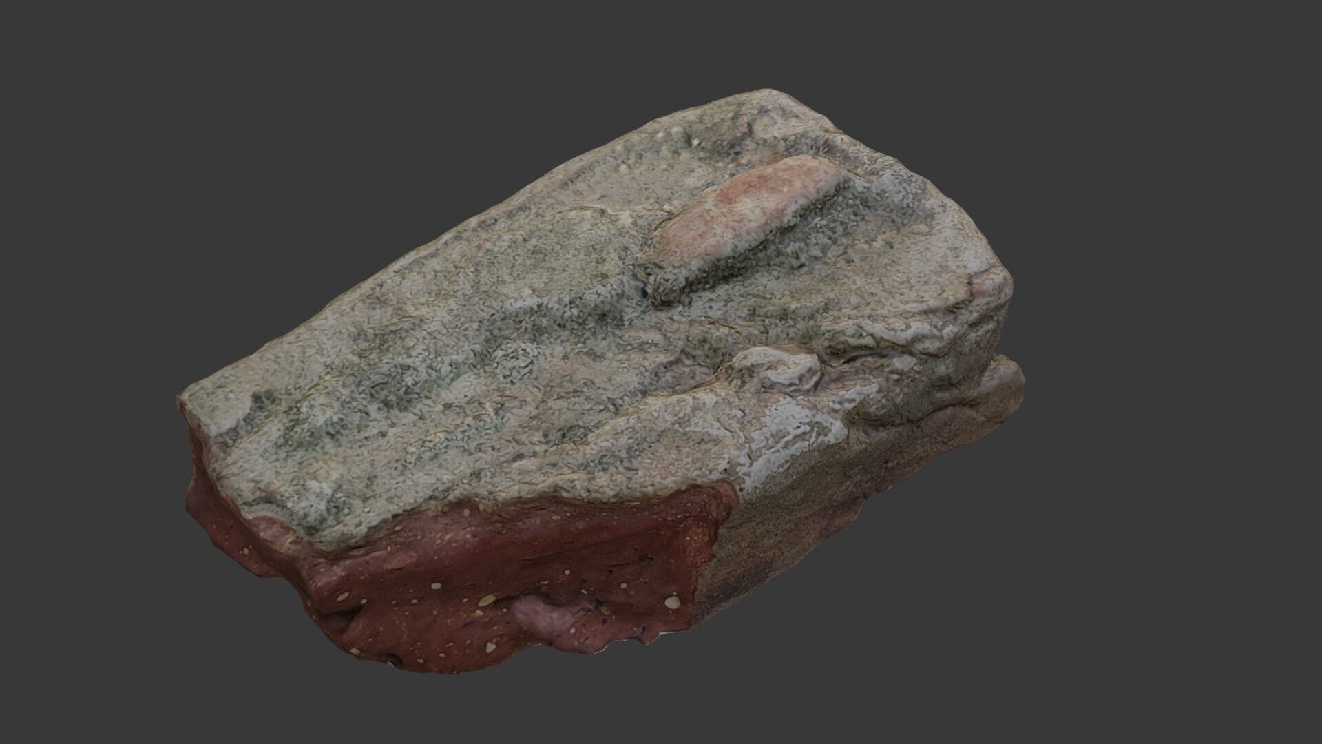Mossy Weathered Rock - 3D Scanned Model Low-poly 3D model_7