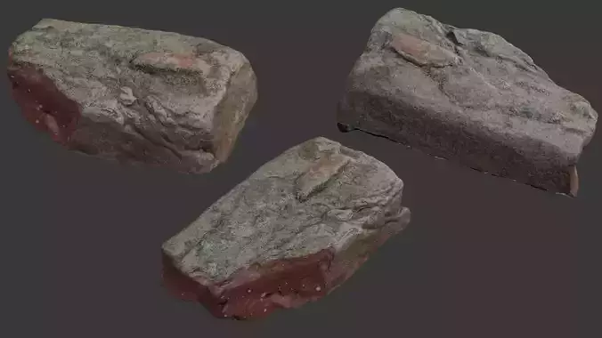 Mossy Weathered Rock - 3D Scanned Model Low-poly 3D model