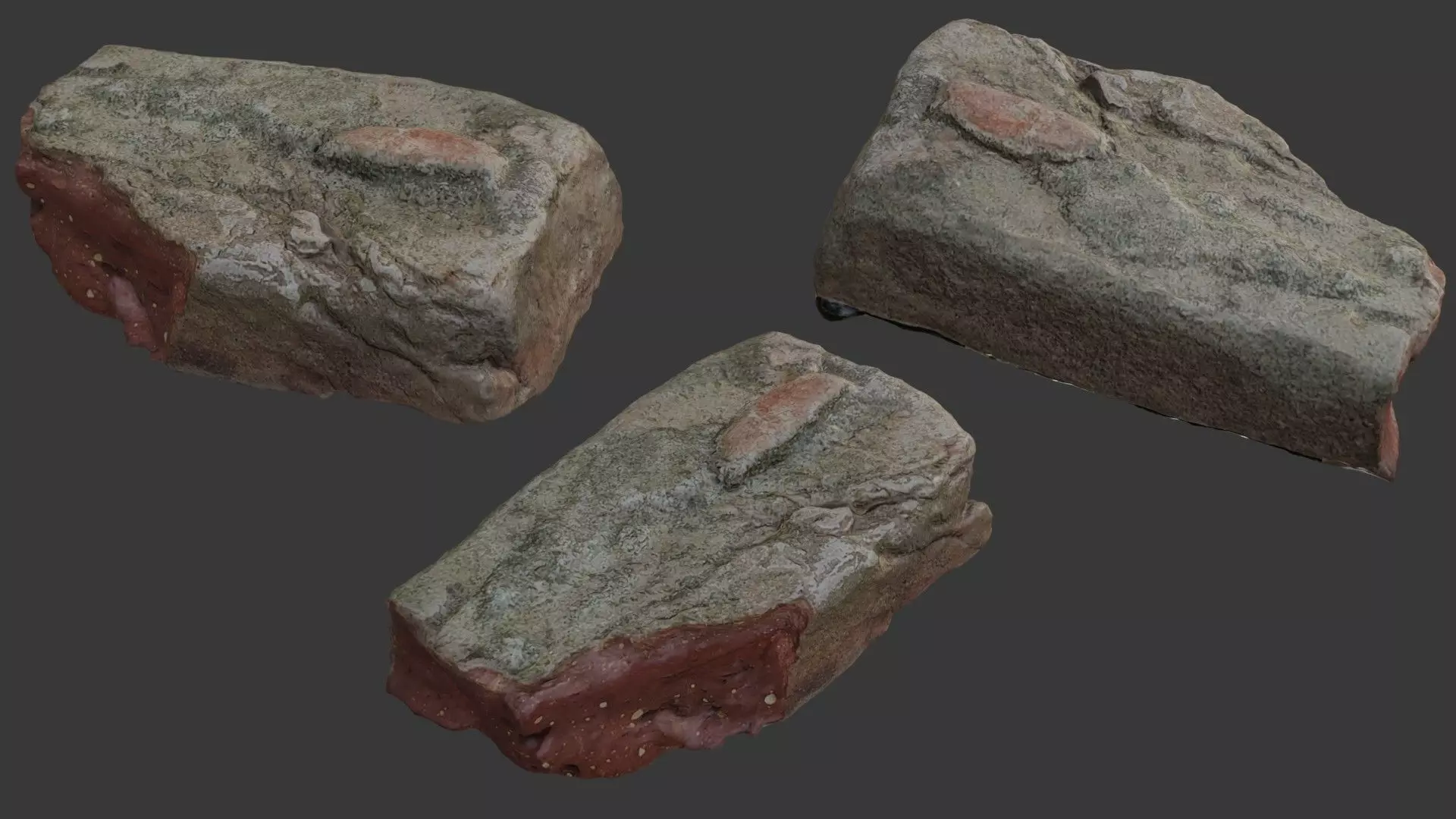 Mossy Weathered Rock - 3D Scanned Model Low-poly 3D model_0