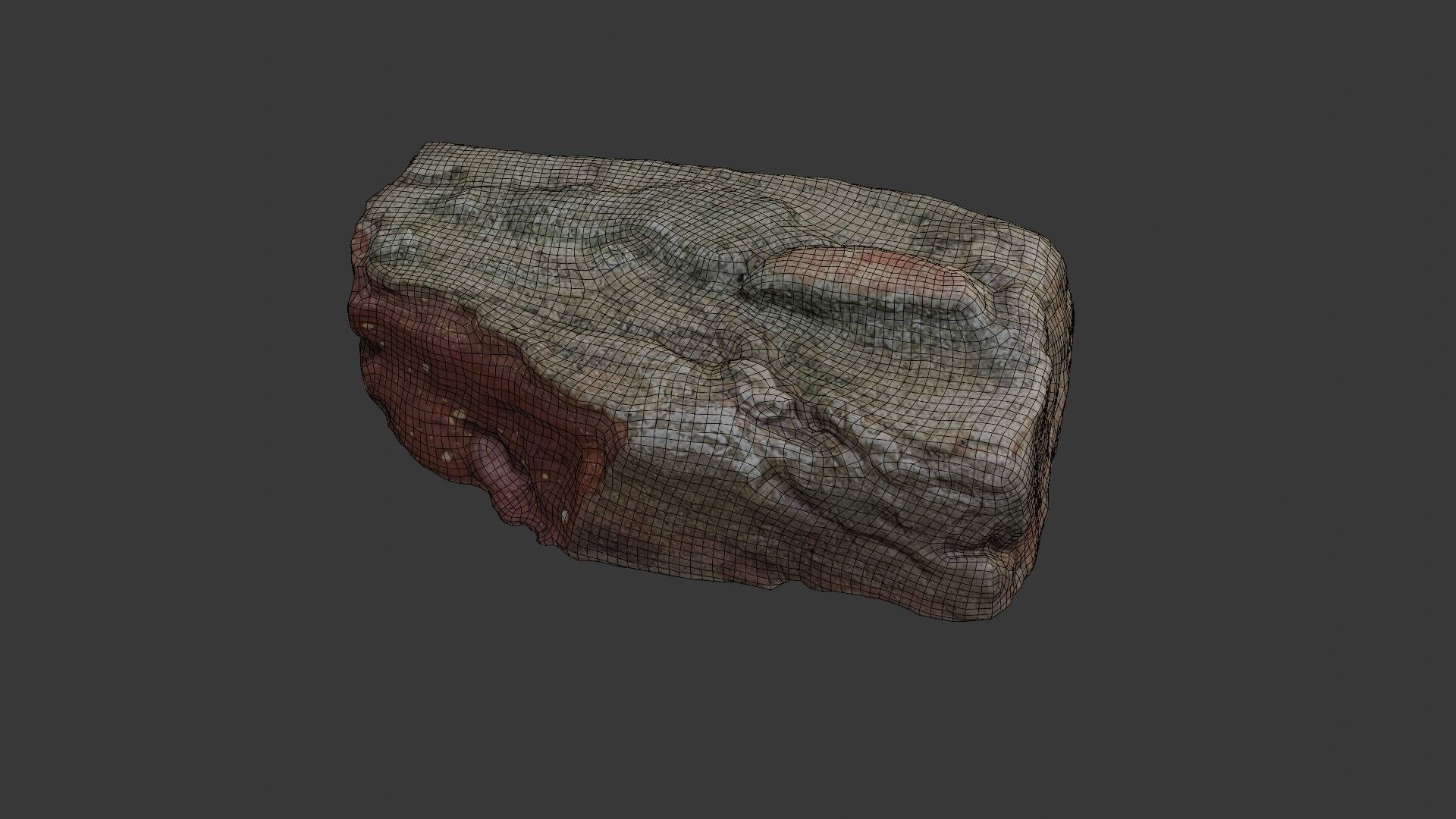 Mossy Weathered Rock - 3D Scanned Model Low-poly 3D model_2