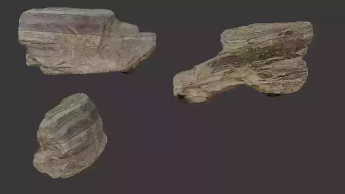 Layered Sedimentary Rock - 3D Scanned Model