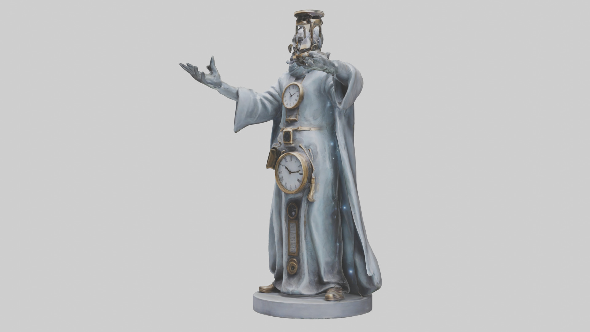 Time Traveler statue model Low-poly 3D model_10