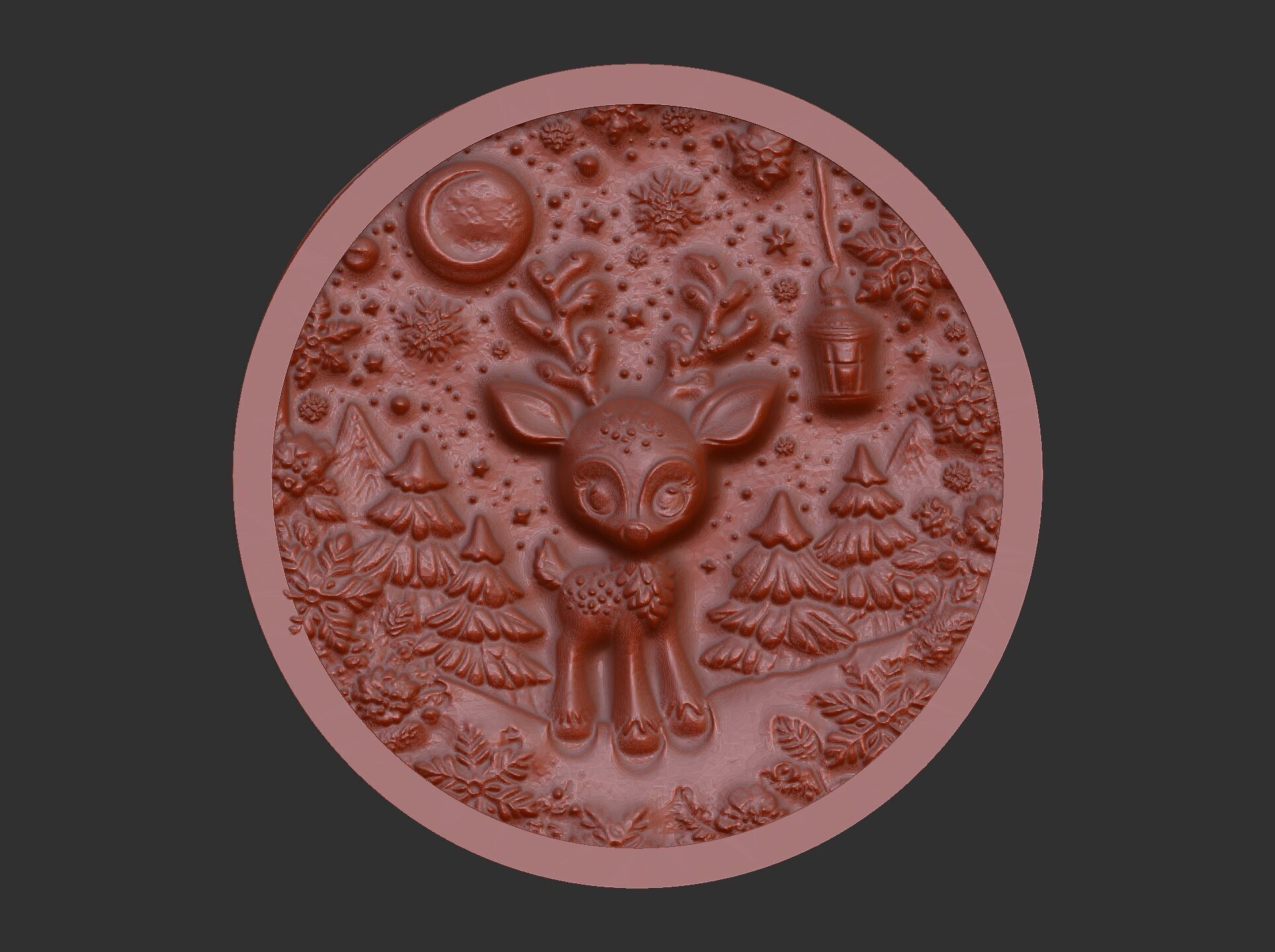 Christmas deer walldecor  3D print model_17