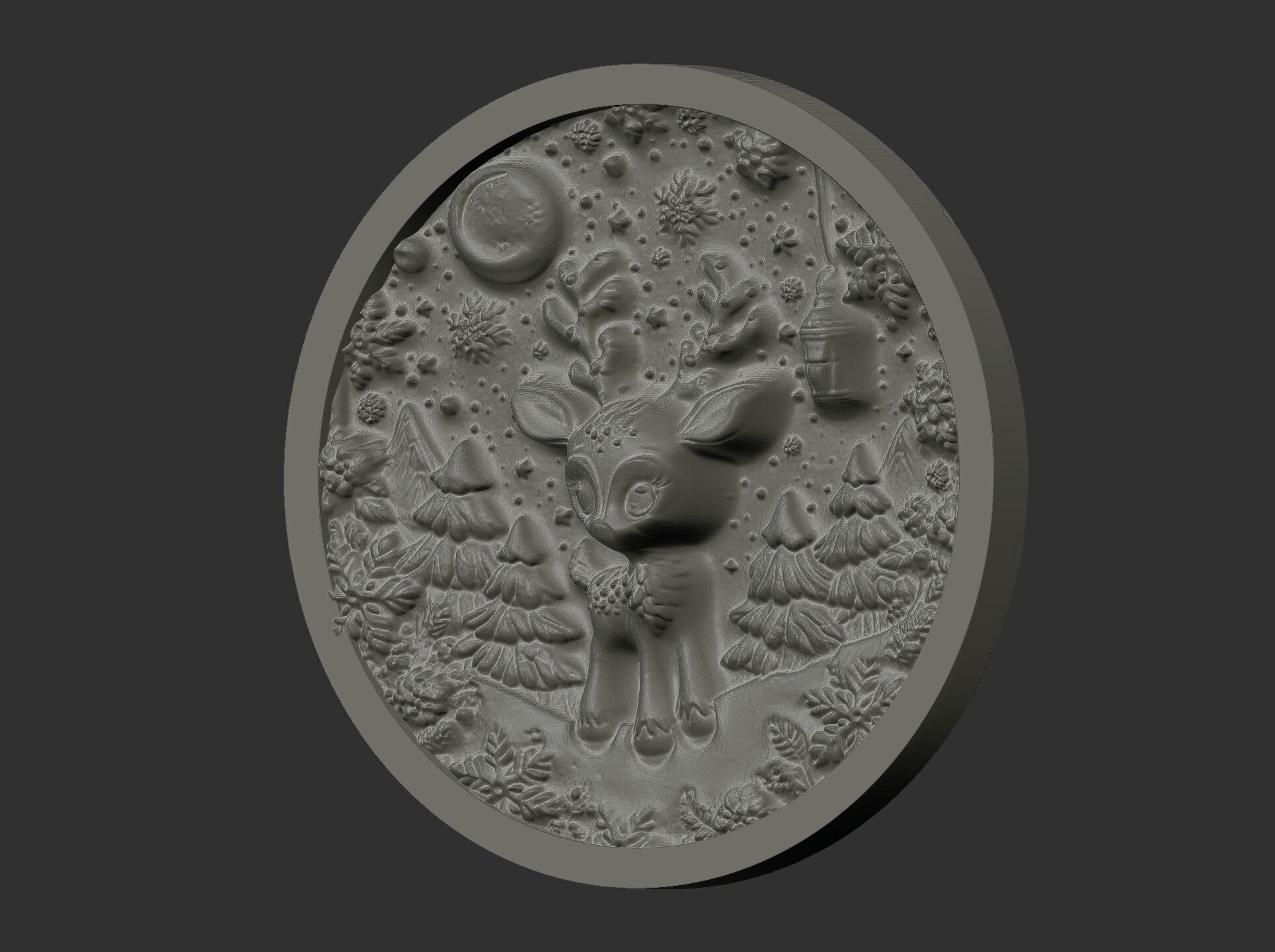 Christmas deer walldecor  3D print model_3