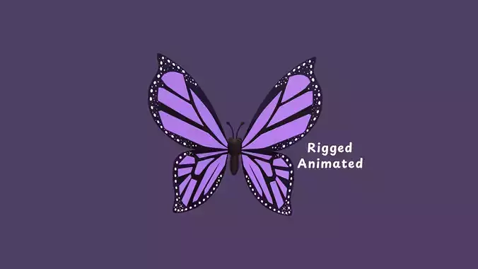 Cartoon Butterfly Wing Flapping 04 Animated