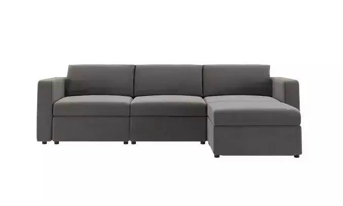 Fusion Sectional Sofa with Chaise Left Facing Charcoal 3D model