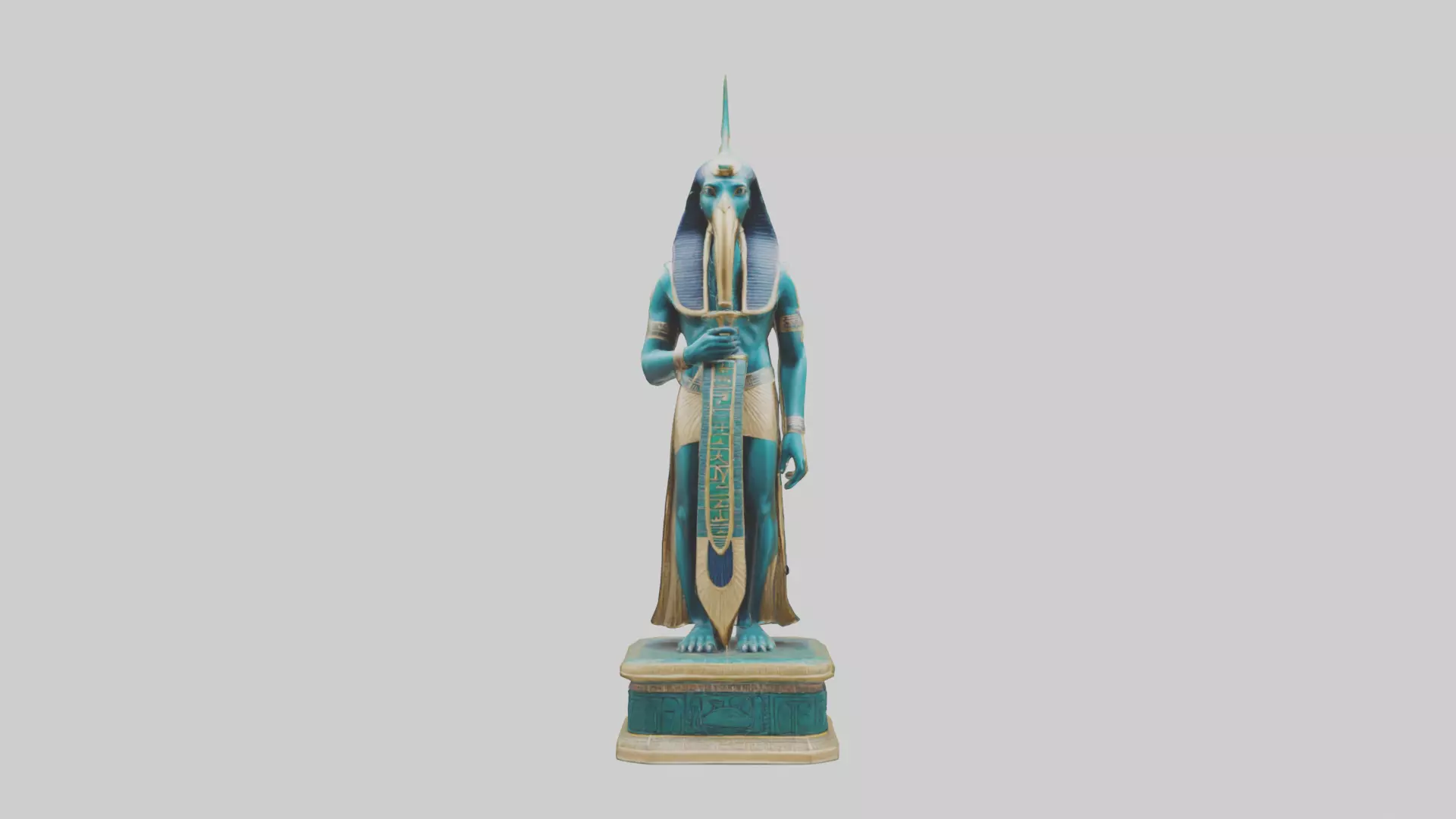 Thoth statue model Low-poly 3D model_0