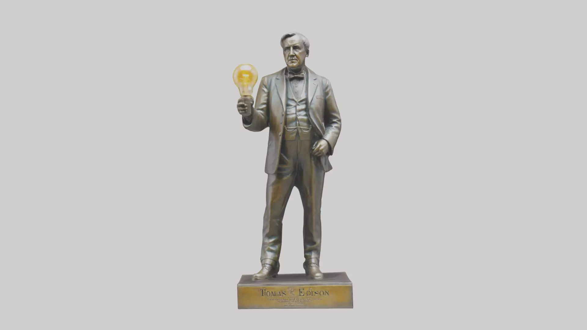 Thomas Edison statue model Low-poly 3D model_0