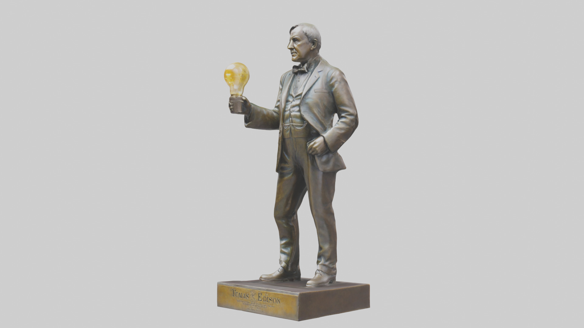Thomas Edison statue model Low-poly 3D model_1