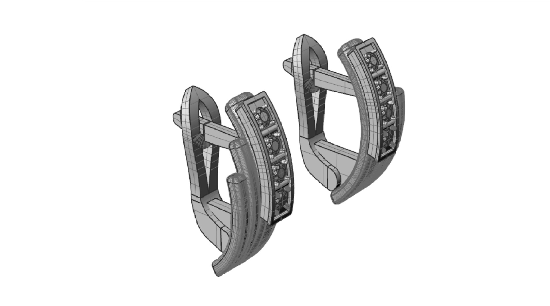 Earrings with track gems 3D print model_12