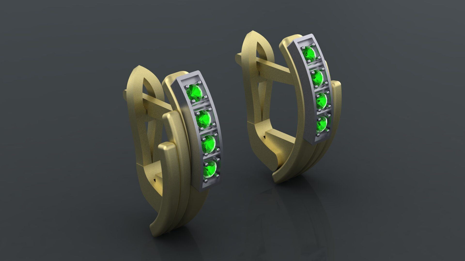 Earrings with track gems 3D print model_10