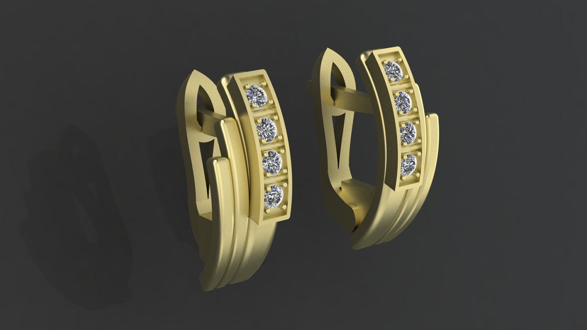 Earrings with track gems 3D print model_6