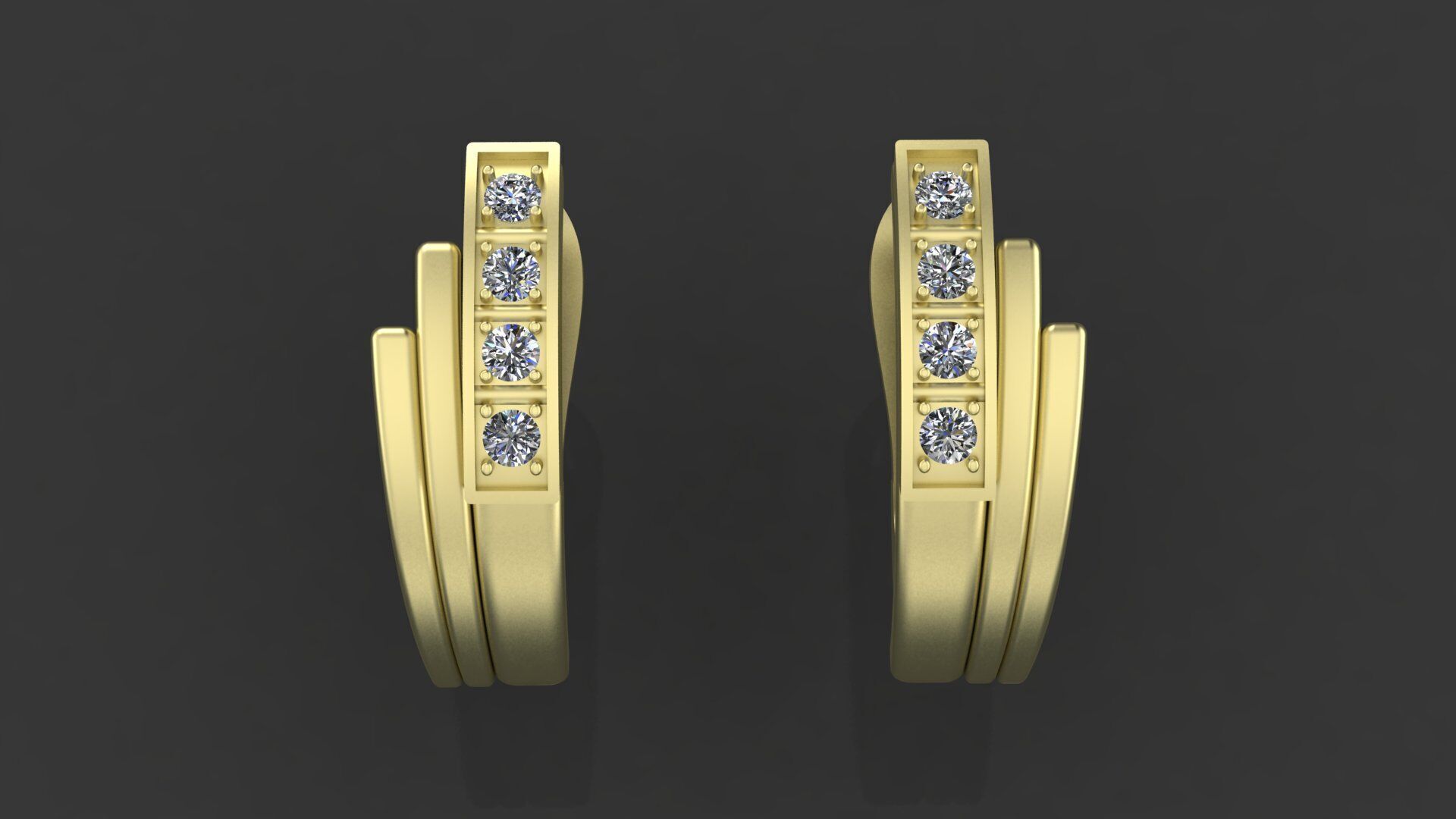 Earrings with track gems 3D print model_5